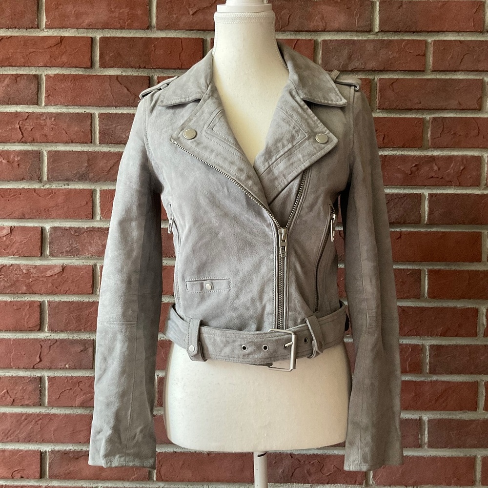 Blanc NYC Gray Leather Suede Jacket Size XS